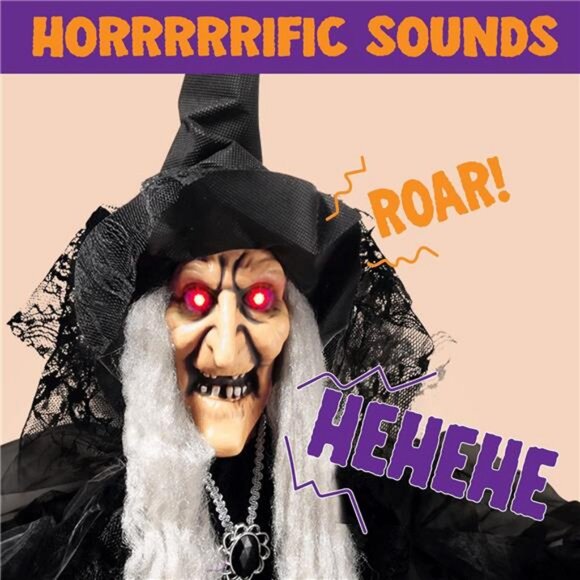 47” Animated Witch Halloween Decorations Outdoor Indoor, Scary Halloween - Picture 6 of 7